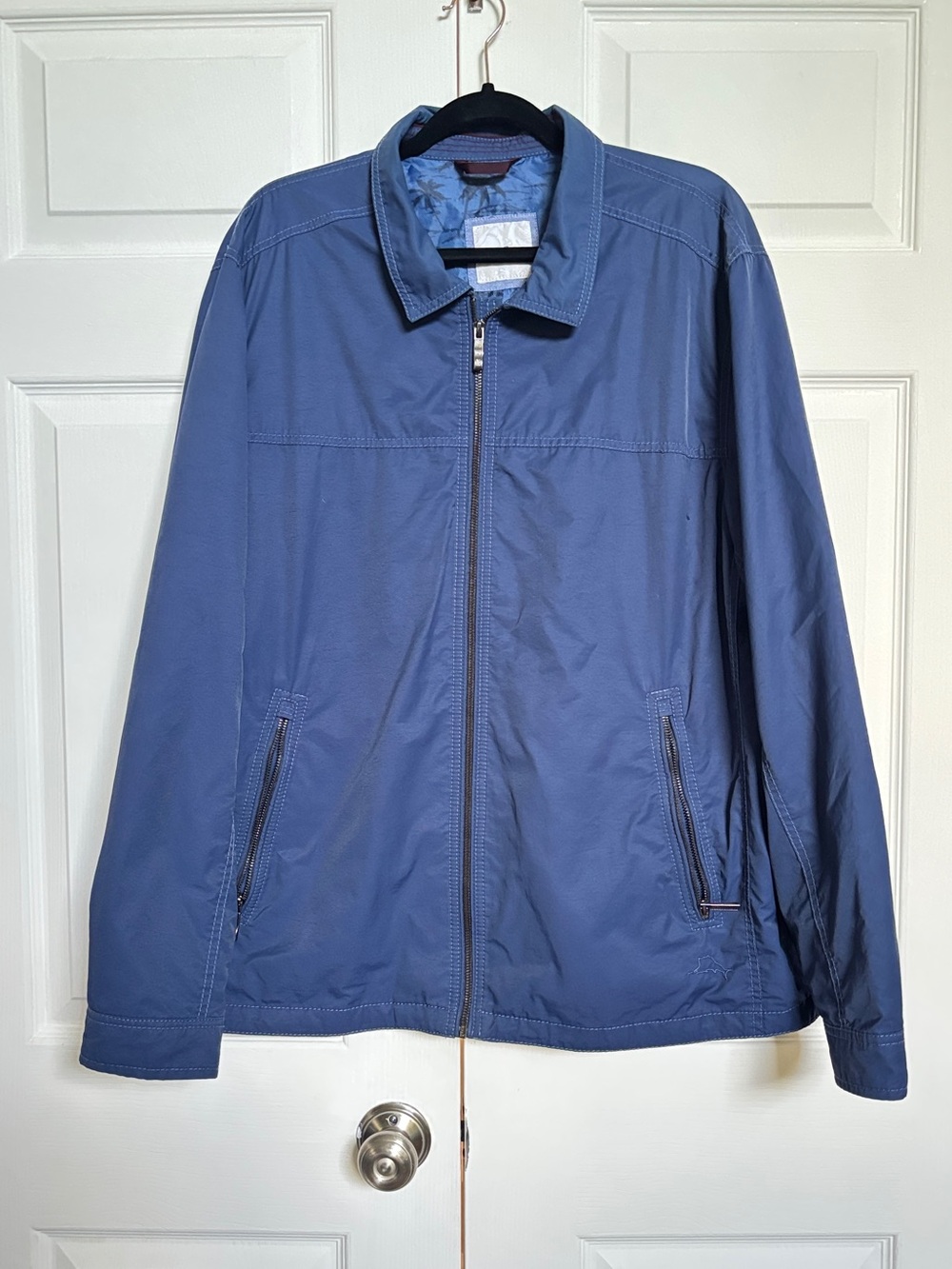 Tommy Bahama Men’s XL Blue Cotton Nylon Full Zip Lightweight Jacket Collared